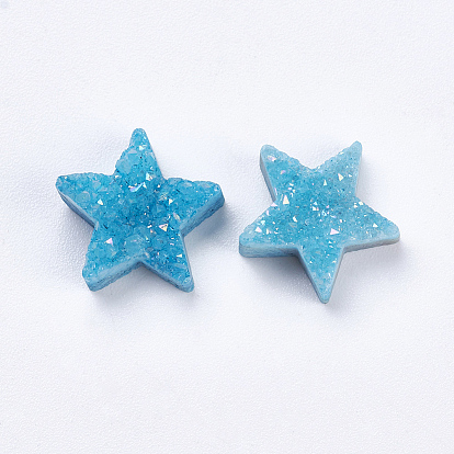 Натуральный druzy кристалл кварца, с покрытием цвета радуги, окрашенные, звезда