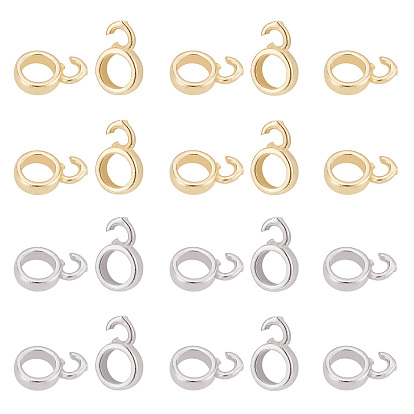 20Pcs 2 Colors Brass Tube Bails, Loop Bails, Long-Lasting Plated, Ring Bail Beads