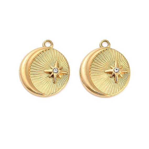 304 кулон из нержавеющей стали с кристаллами и стразами, ионное покрытие (ip), Звездно-лунные чары