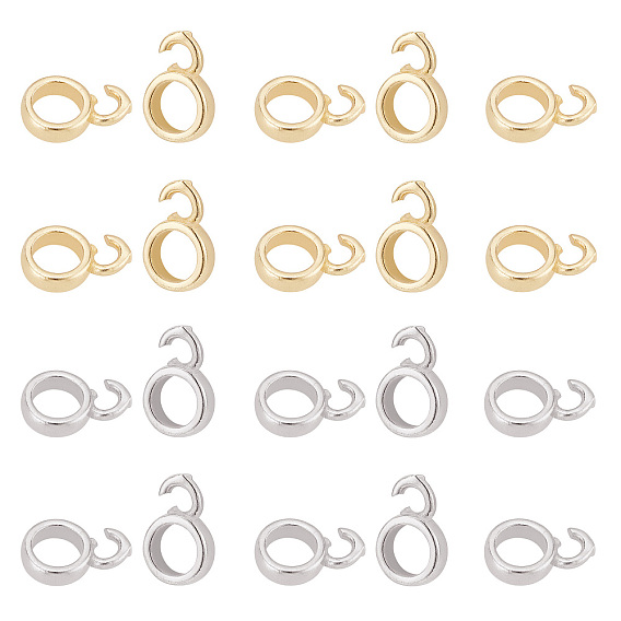 20Pcs 2 Colors Brass Tube Bails, Loop Bails, Long-Lasting Plated, Ring Bail Beads