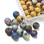 100Pcs 5 Colors Electroplate Glass Beads, Frosted Style, Round