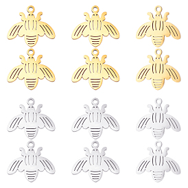 Unicraftale 12 pcs 2 couleurs 201 pendentifs en acier inoxydable, pendentifs découpés au laser, abeille