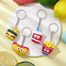 PVC Plastic Food Keychain, with Iron Split Key Rings