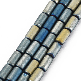 Electroplate Frosted Opaque Glass Beads Strands, Column