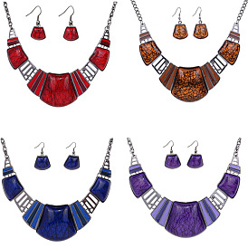 Комплекты из трапециевидных ожерелий и висячих серег из сплава смолы