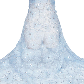 1 ярд 3 цветочная органза тюлевая кружевная ткань с искусственным жемчугом, для свадебных платьев, свадебные вуали и поделки своими руками