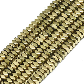 Electroplate Non-magnetic Synthetic Hematite Beads Strands, Square, Faceted