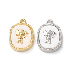 Rack Plating Alloy Pendants, with Acrylic, Oval with Cupid Charms