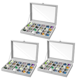 24-Grid MDF Covered with Velvet Jewelry Storage Boxes with Visible Window, Rectangle