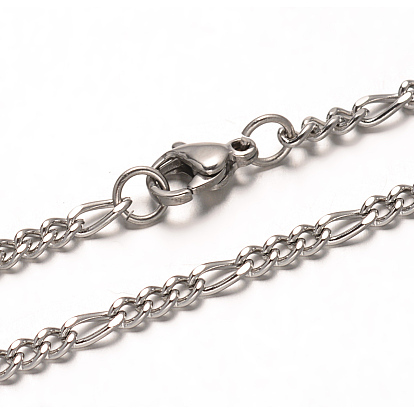 304 Stainless Steel Figaro Chains Necklaces, with Lobster Claw Clasps