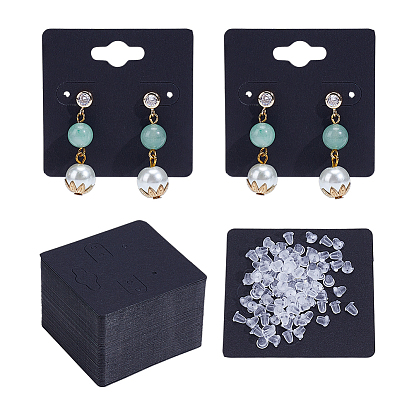 200 шт. квадратные бумажные карточки для демонстрации сережек, с 200 пластиковыми ушными гайками