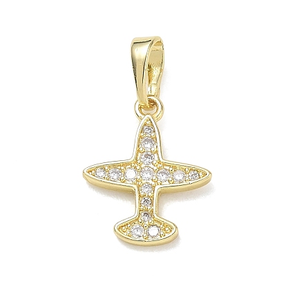 Brass with Crystal Rhinestone Pendants, Airplane Charms