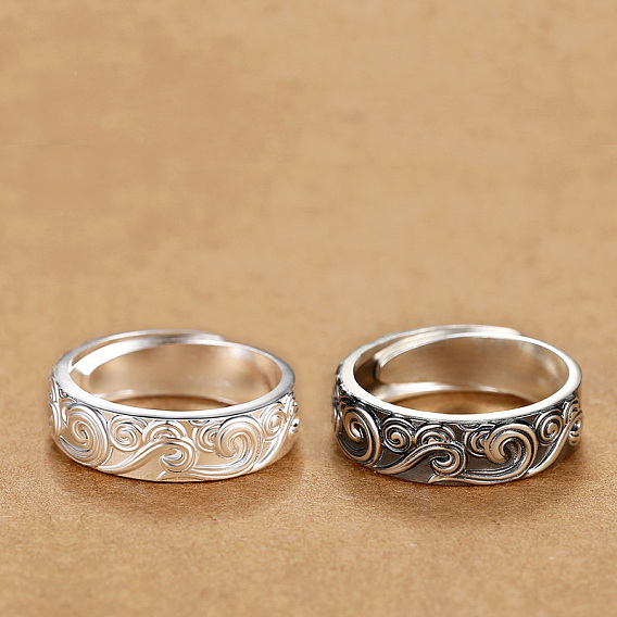 Кольца на палец из латуни с узором «благоприятные облака» для мужчин.