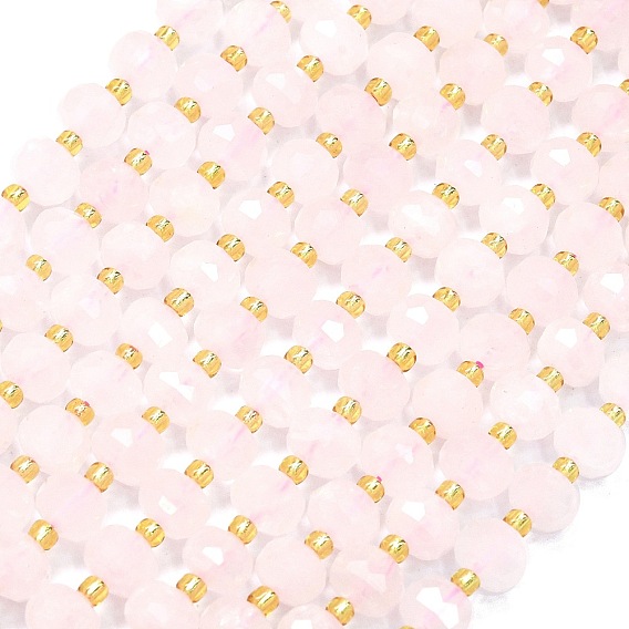 Природного розового кварца нитей бисера, с бисером, граненые, фонарь