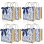 8 шт. упаковочных мешков из полиэстера с цветочным принтом, имитирующих мешковину, с ручками., квадратный, с 1 рулонной полиэфирной лентой