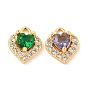 Латунные микро проложить кубического циркония прелести, без кадмия, без никеля и без свинца, сердце, реальный 18 k позолоченный