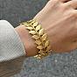 304 Stainless Steel Leaf Wide Open Cuff Bangles for Women