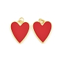 Brass Enamel Pendants, Heart Charms, Rack Plating, Long-Lasting Plated, Lead Free & Cadmium Free