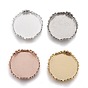 304 Stainless Steel Cabochon Settings, Lace Edge Bezel Cups, Flat Round