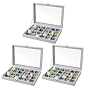 24-Grid MDF Covered with Velvet Jewelry Storage Boxes with Visible Window, Rectangle