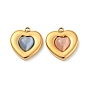 304 Stainless Steel Charms, with Cat Eye, Heart Charm, Real 14K Gold Plated