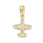 Brass with Crystal Rhinestone Pendants, Airplane Charms
