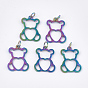 Ion Plating(IP) 201 Stainless Steel Pendants, with Jump Rings, Bear with Heart