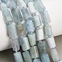 Natural Aquamarine Beads Strands, Column, Faceted, with Seed Beads