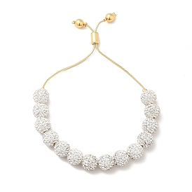 Круглые браслеты-ползунки из бисера со стразами, настоящие позолоченные украшения из латуни для женщин