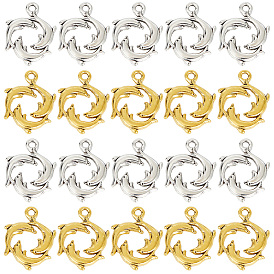 60 шт 2 цвета подвески из сплава в тибетском стиле, дельфин очарование