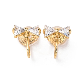 Фурнитура для ушей из латуни с микропаве из кубического циркония, с петлей, долговечный, без никеля , бантом