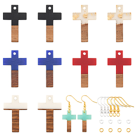 Olycraft diy висячие наборы для изготовления серег, включая подвески из смолы и дерева, медные крючки и кольца для сережек, крестик