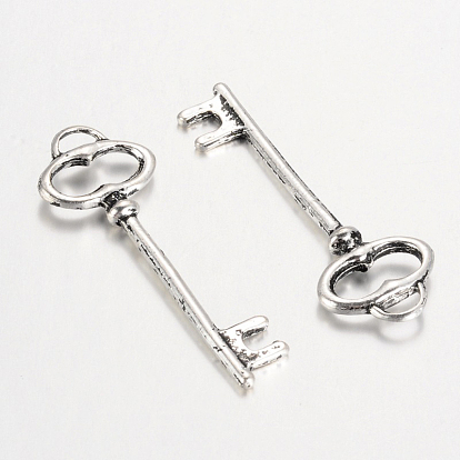 Tibetan Style Pendants, Skeleton Key, Cadmium Free & Lead Free, 40x14x3.5mm, Hole: 4mm