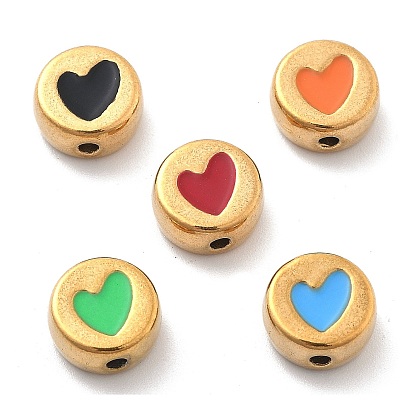 Ионное покрытие (ip) 304 шарики из нержавеющей стали, с эмалью, реальный 18 k позолоченный, плоско-круглые с сердцем