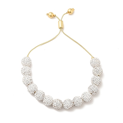 Круглые браслеты-ползунки из бисера со стразами, настоящие позолоченные украшения из латуни для женщин