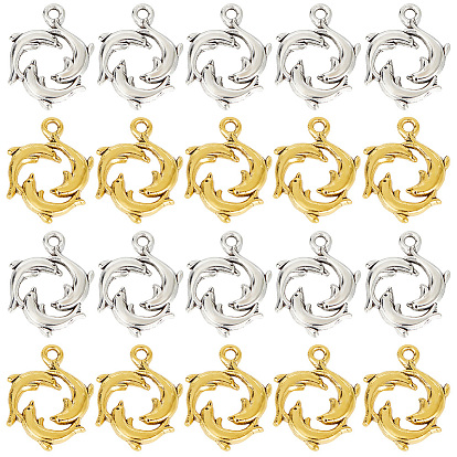 60 шт 2 цвета подвески из сплава в тибетском стиле, дельфин очарование