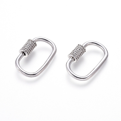 Латунные микропаве, кубический цирконий, винт, карабин, подвески с замком, для изготовления ожерелий, овальные