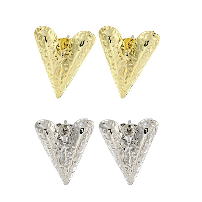 Boucles d'oreilles en laiton à texture de coeur pour femmes, sans cadmium et sans plomb, plaqué longue durée
