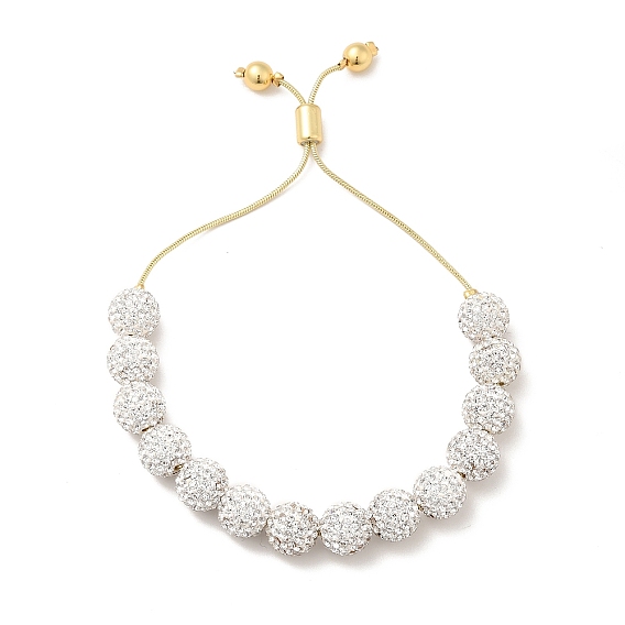 Круглые браслеты-ползунки из бисера со стразами, настоящие позолоченные украшения из латуни для женщин