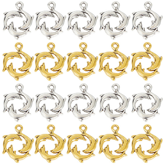 60 шт 2 цвета подвески из сплава в тибетском стиле, дельфин очарование