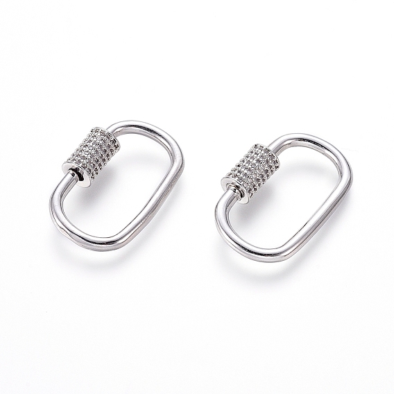 Латунные микропаве, кубический цирконий, винт, карабин, подвески с замком, для изготовления ожерелий, овальные