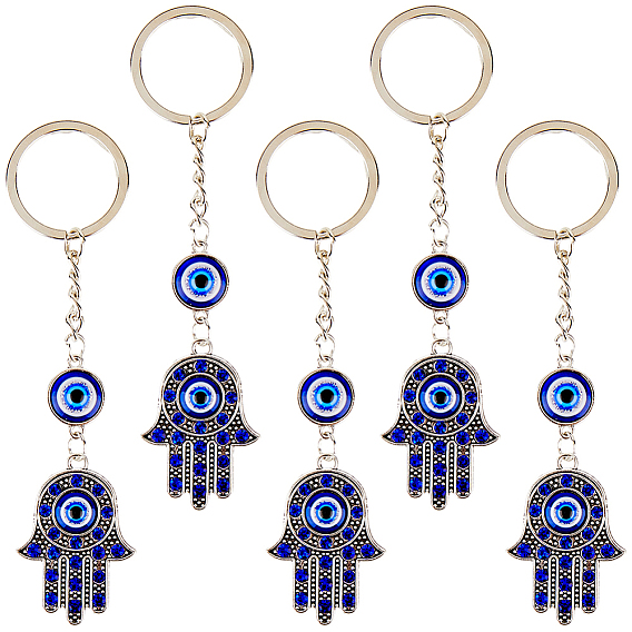 5брелок-планка из сплава в стиле лэмпворк, с брелоками для украшения сумок, синие