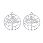 Legierung große Anhänger & Charms, matte Stil, flach rund mit Baum des Lebens, 925 Sterling versilbert