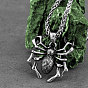 304 Stainless Steel Halloween Spider Pendant Necklaces for Unisex
