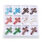 Handmade Gold Sand Lampwork Pendants, Cross, Mixed Color, 50x35x5mm, hole: 4mm