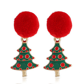 Red Christmas Ball Tree Earrings - Festive Holiday Jewelry Collection