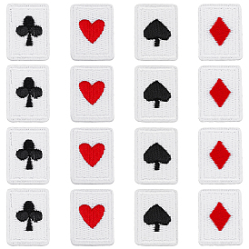 48 шт 4 стиль игральные карты тема полиэстер вышивка ткань приклеивание/пришивание заплатки, аксессуары для костюма, прямоугольные