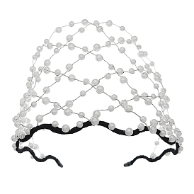 Imitation Pearl Hair Net Crown Headband, Wedding Bridal Princess Headband Bridal Accessories