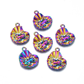 Pendentifs en alliage de couleur arc-en-ciel, sans cadmium et sans plomb, coeur avec la grenouille