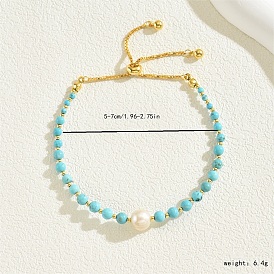 Шикарные регулируемые браслеты-слайдеры из синтетической бирюзы для модных женских аксессуаров